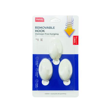 Oval Removable Hooks 1.5kg 3pk