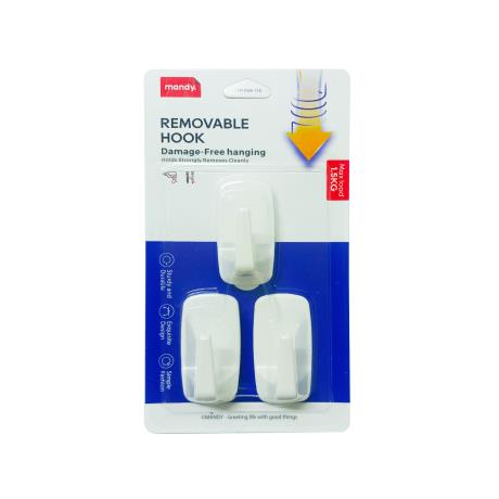 Rectangle Removable Hooks 1.5kg 3pk