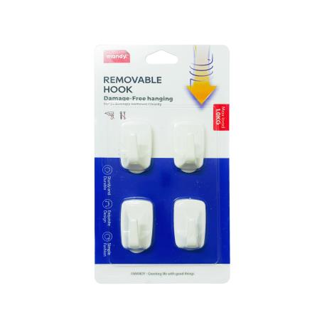 Rectangle Removable Hooks 1kg 4pk