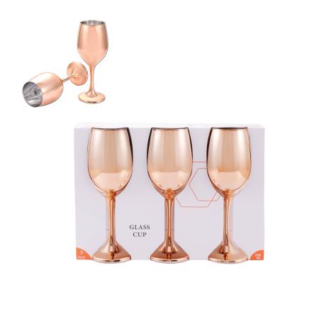 3PCS WINE GLASSES SET 320ML ROSE