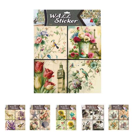 Floral Tile Wall Sticker 30x30cm