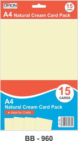 A4 Natural Cream Card Pack 15 Cards