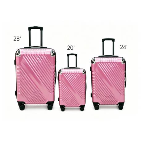 3pcs ABS Luggage Set 20/24/28 Pink