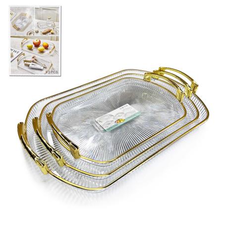 3pcs Clear Rectangle Tray Set