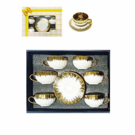 100ml Gilded Coffee Cup and Saucer Set/6