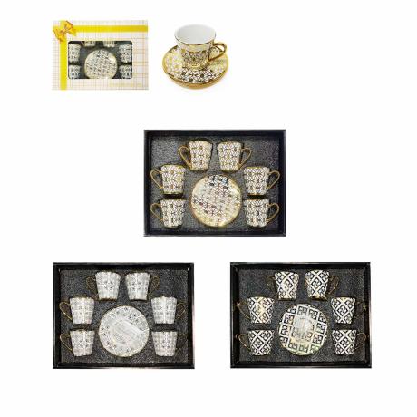 90ml Gilded Coffee Cup and Saucer Set/6