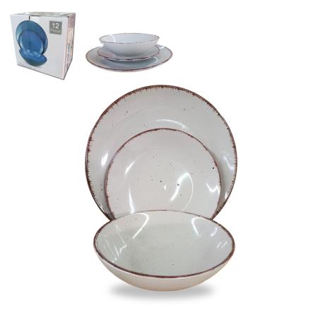 12pc dinner set BEIGE GREY