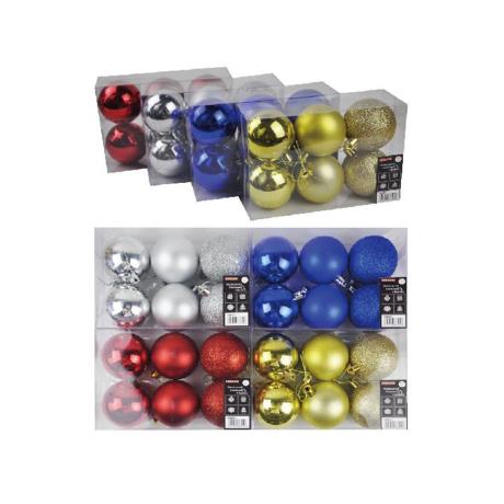6cm Shatterproof xmas Baubles 6pk
