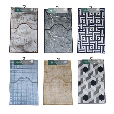 2pcs Pattern Bathroom Rug Set
