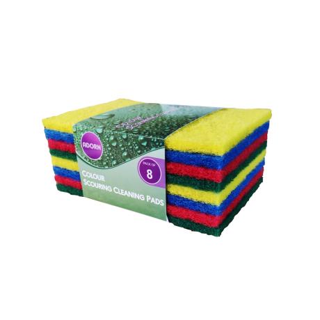 8pk Colour Scrub Cleaning Pads