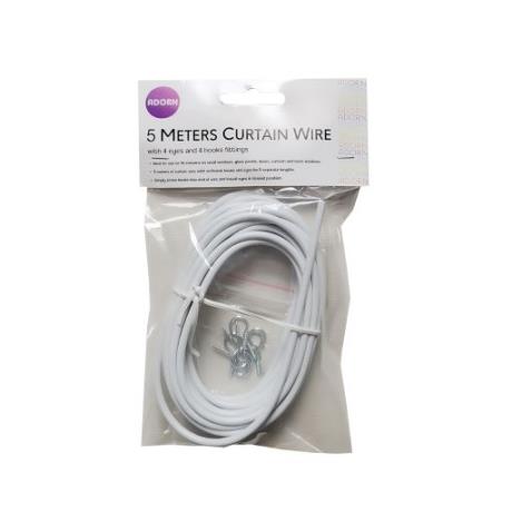 CURTAIN WIRE 5m with 4 eyes and 4