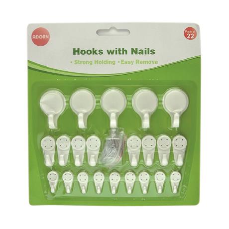 Hooks with Nails 22pk