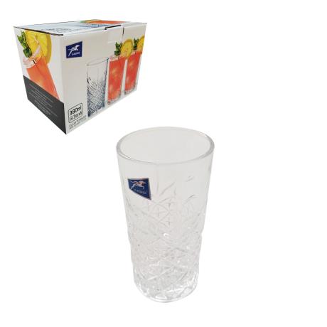 6pcs Glass Cup 380ml 7.3x15cm