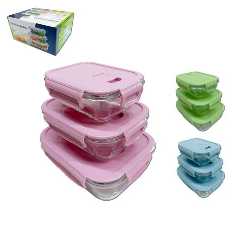 Rectangle Airtight Glass Containers 3pk