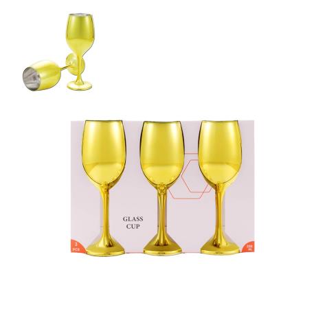 3PCS WINE GLASSES SET 320ML  GOLD
