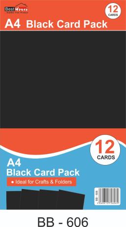 12 A4 Black Card Pack