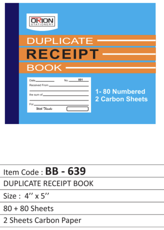 Duplicate Receipt Book