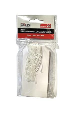 White Pre- Strung Luggage Tags