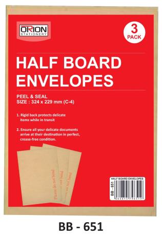 3 Pack Half Board Envelopes