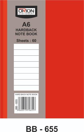 A6 HARD BACK NOTE BOO,60 SHEETS