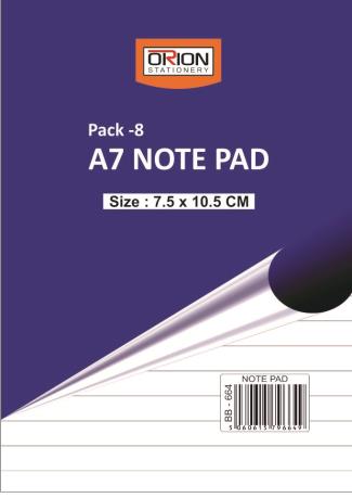 Pack of 8 A7 50 Sheets Note Pad