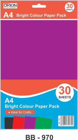 A4 Bright Colour Paper Pack 30 Sheets