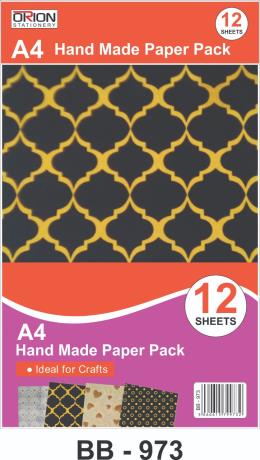 A4 Hand Made Paper Pack 12 Sheets