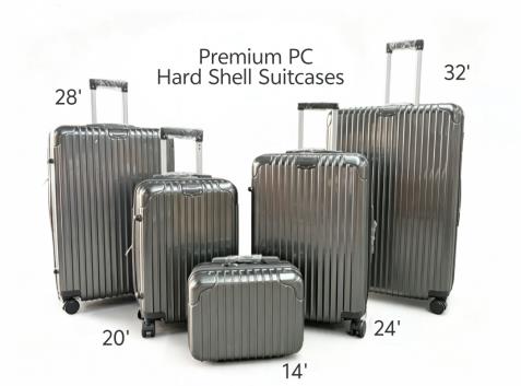 5pcs Premium PC Luggage Set Dark Grey
