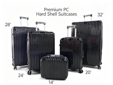 5pcs PC Premium Luggage Set Black