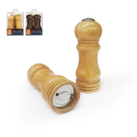 Wooden Pepper Mill & Salt Shaker 5inch