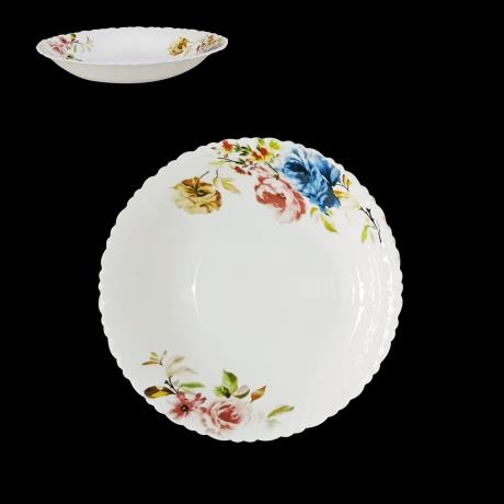 Opal Glass Floral Soup Plate 8.5inch