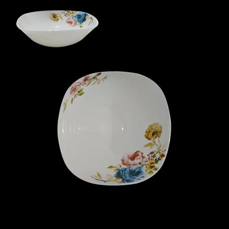 Opal Glass Floral Deep SQ Bowl 7.5inch