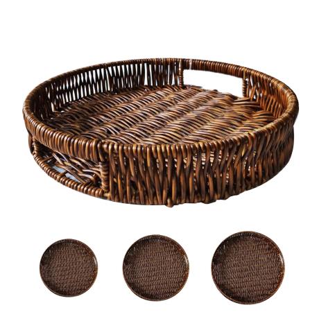 Rattan Woven Tray 3pc Set 25/30/35cm