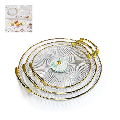 3pcs Clear Round Tray Set (26/30/36cm)