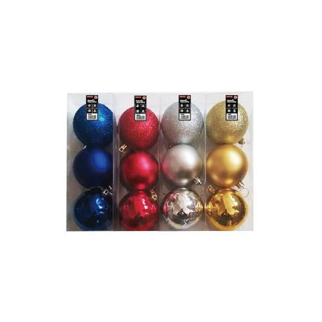 8cm Shatterproof xmas Baubles 3pk