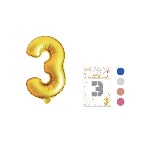 32" Giant Foil Number 3 Balloon