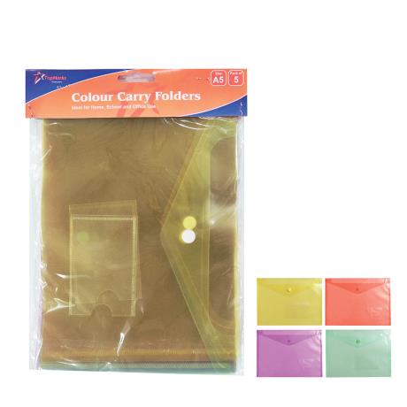 A5 Colour Carry Folders 5PK