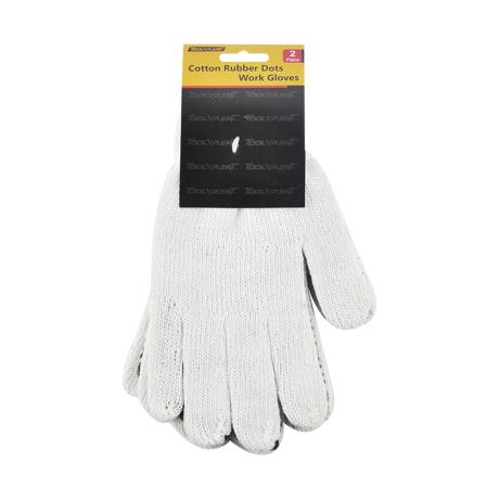 Cotton Rubber Dots Work Gloves 2 pairs